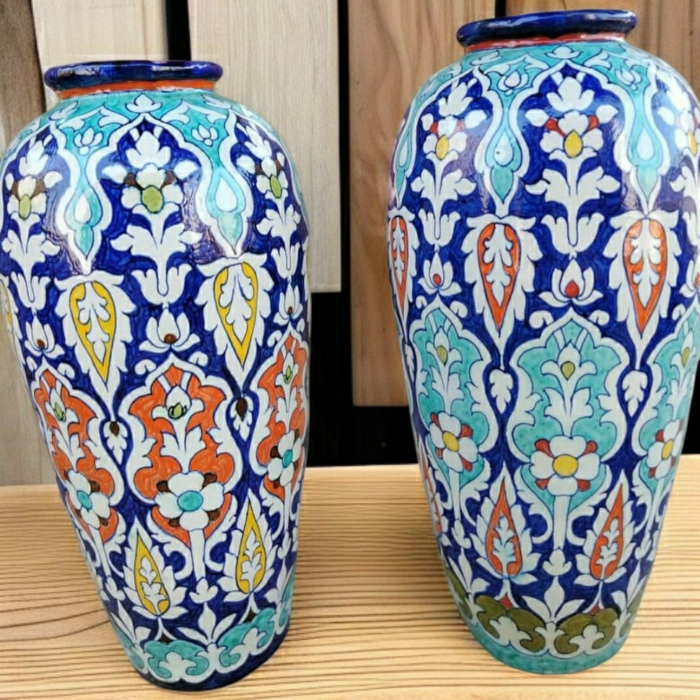 Bold Floral Garden Vases – Pair - Image 1