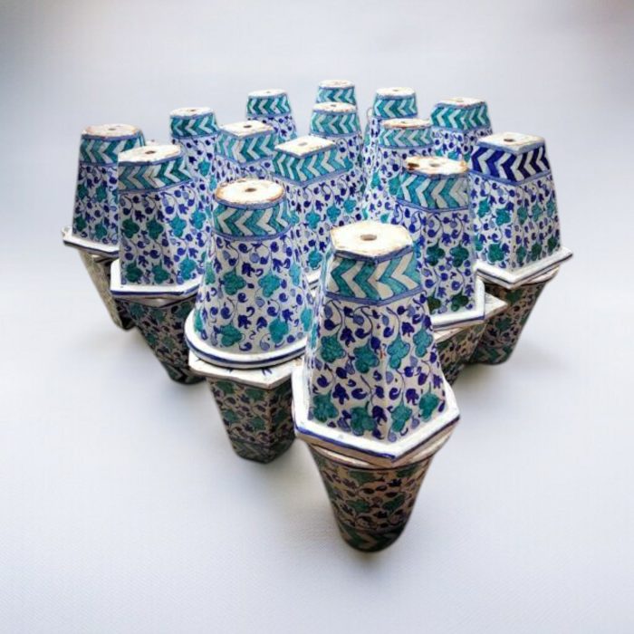Hexagonal Ceramic Planters – 12 Pc Set - Image 1